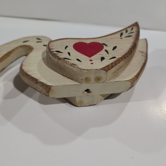Vintage Handmade Hand Painted Wooden Christmas Goose Candle Holder - Picture 6 of 6